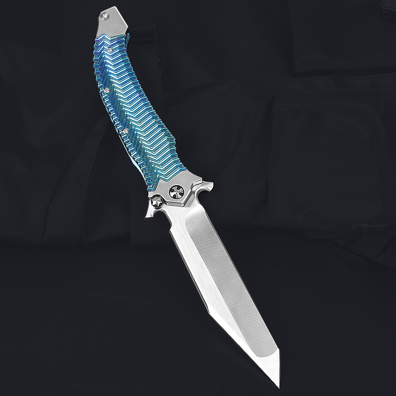 DDR Basketball Blade Two Colors VG10 Material Titanium Handle Big Hunting Knife UD408821